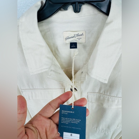 NWT Universal Thread Utility Boilersuit Relaxed Denim Jumpsuit Cream - Picture 8 of 11